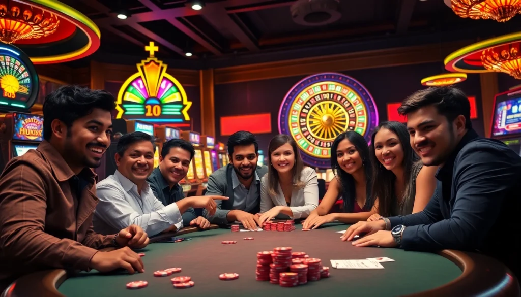 Players savoring an intense poker game at https://go8.sa.com/, with vibrant chips and betting excitement in a luxe casino setting.