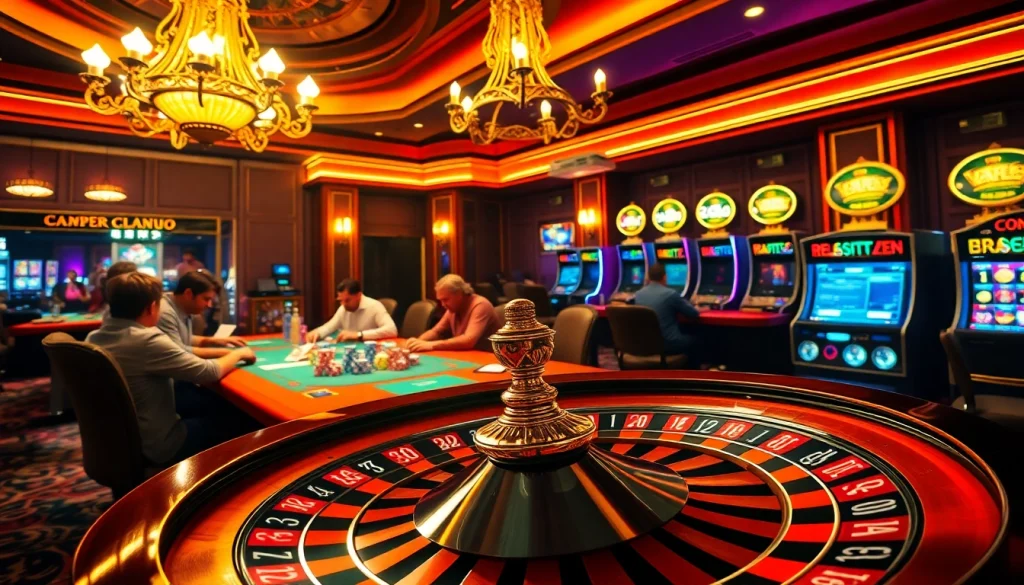 Experience the thrilling atmosphere of a casino at go99.mx with players engaging at a high-stakes poker table.