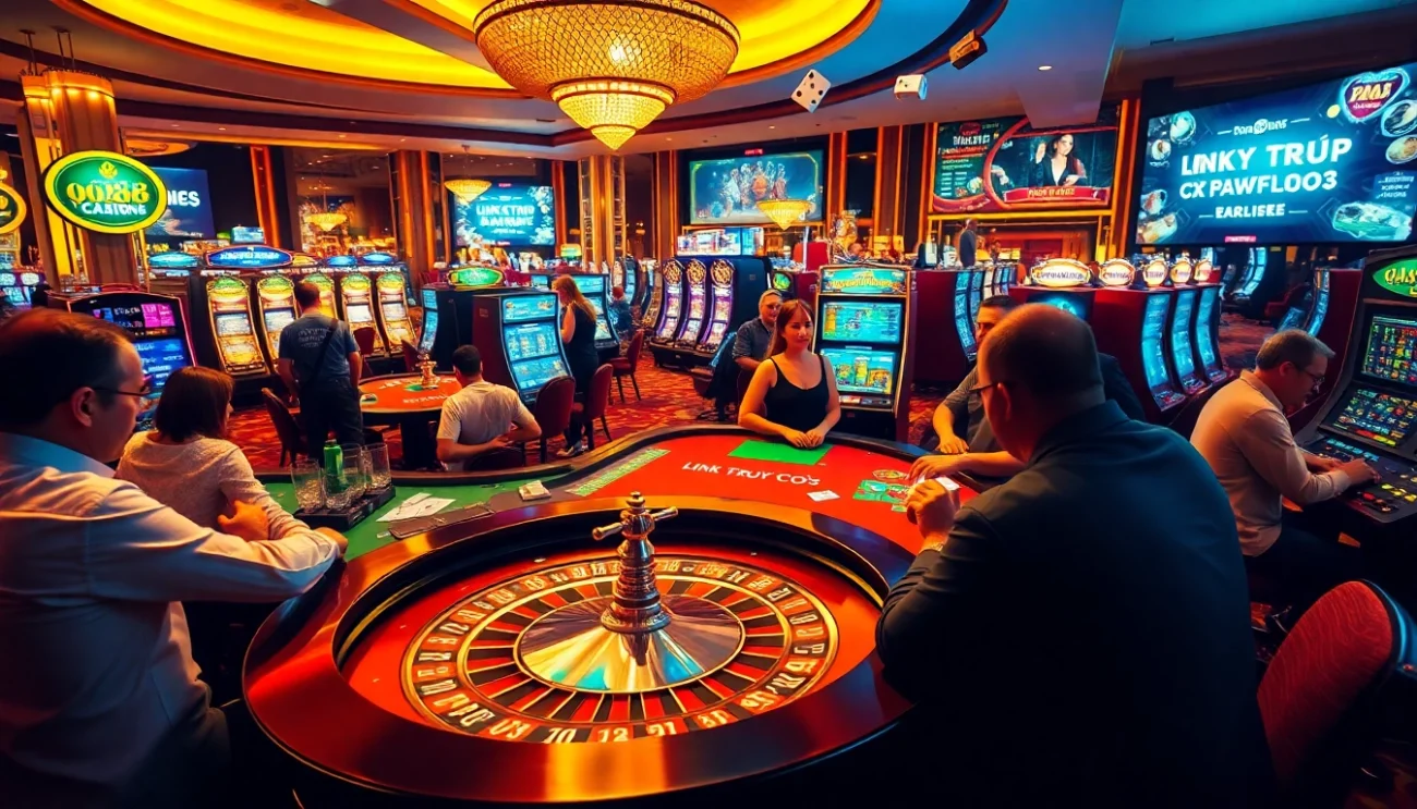 Experience the thrill of gambling with the link truy cập qq88 showcased amongst casino tables and vibrant activity.