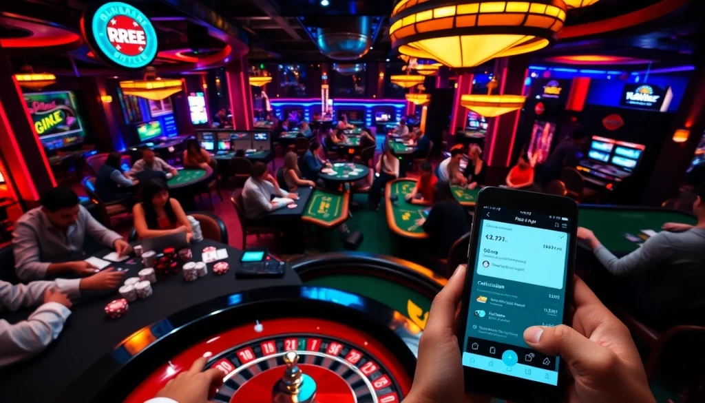 The RREE App enhances casino enjoyment with real-time betting alerts, poker gameplay, and vibrant casino scenes.