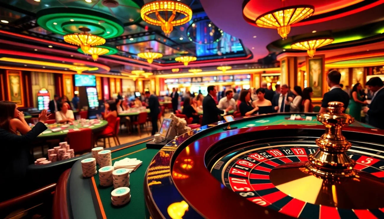 Explore the exciting atmosphere of Trang Chủ MM88, featuring vibrant casino tables and thrilling gaming activities.