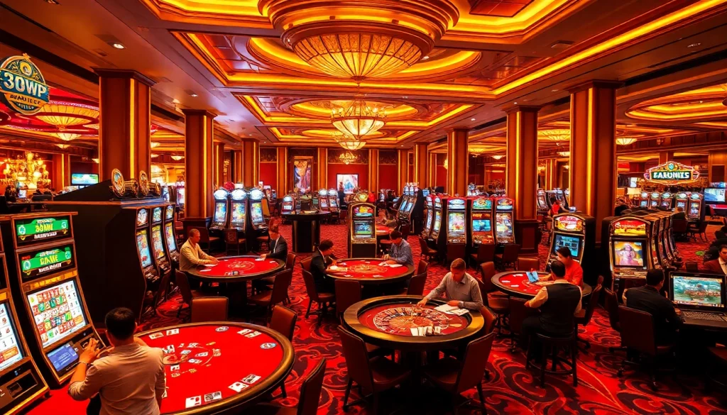 Exciting gambling scene at the casino showcasing players engaging at tables, inspired by https://13win.law/.