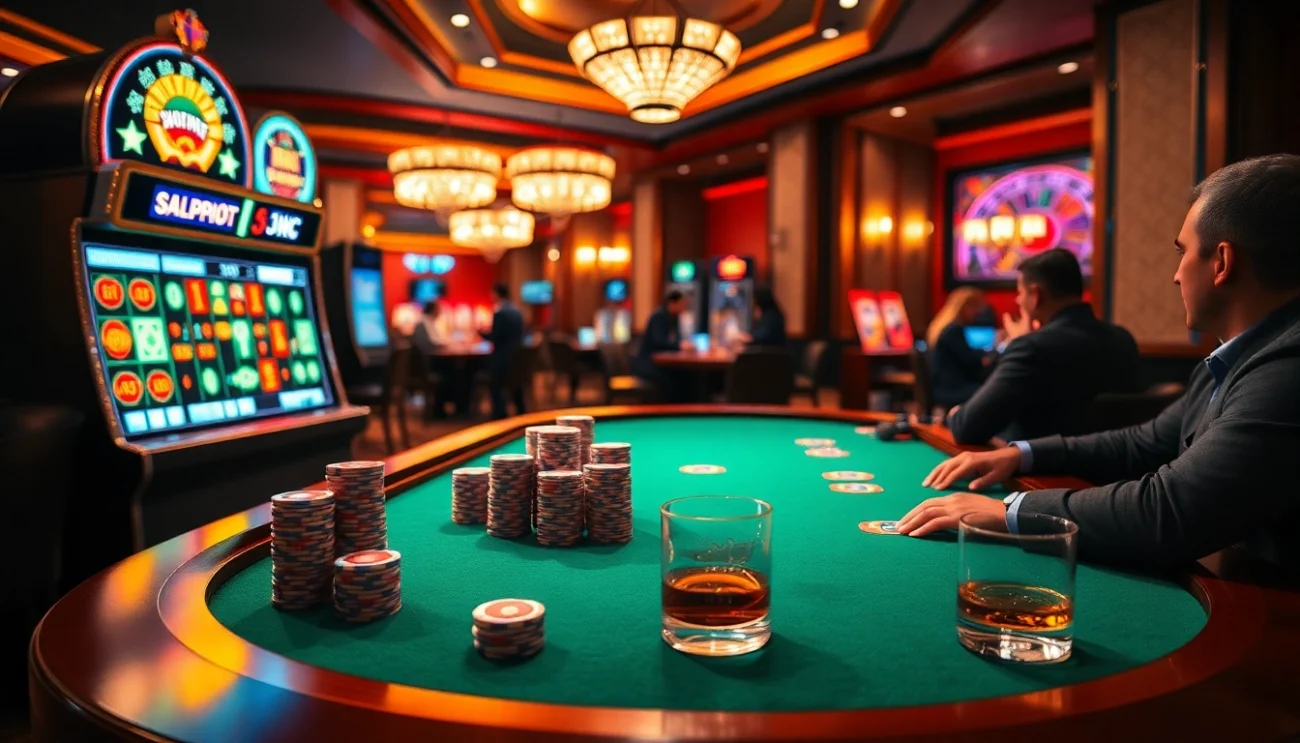 Engage in top-tier poker at the exciting casino scene of https://qq88.to/, showcasing vibrant chips on a green table.
