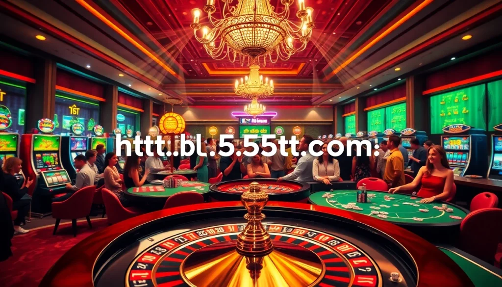 Experience the thrill of winning at a casino scene featuring a roulette table and flashy lights at https://bl555t.it.com/.